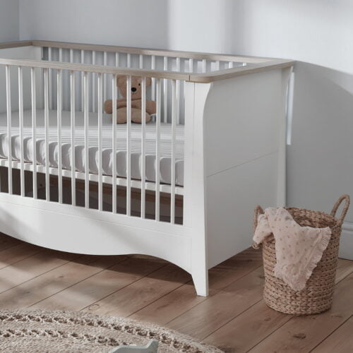 CuddleCo Clara Cot Bed - Driftwood Ash & White
